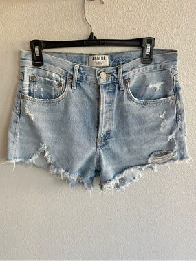 Agolde Parker Denim Jean Shorts Light Wash Distressed Cutoff Women's 26